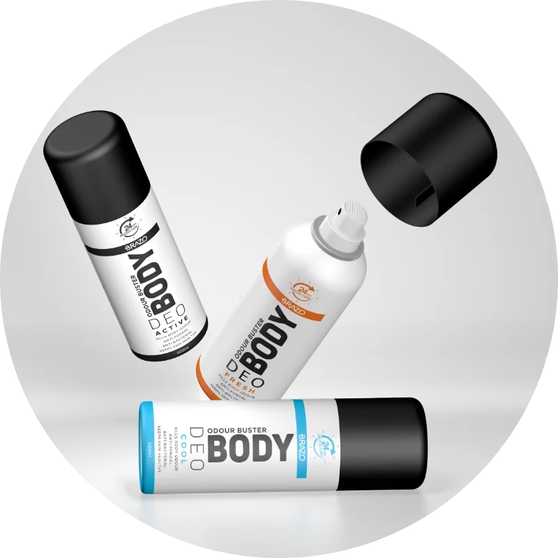 BRAZO Odour Buster Body Deo Active, Fresh and Cool cans